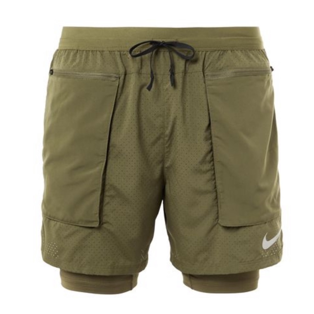 Green Flex Stride 2-in-1 Dri-fit Mesh Shorts